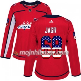 Dresovi Washington Capitals Jaromir Jagr 68 Adidas 2017-2018 Crvena USA Flag Fashion Authentic - Ženska